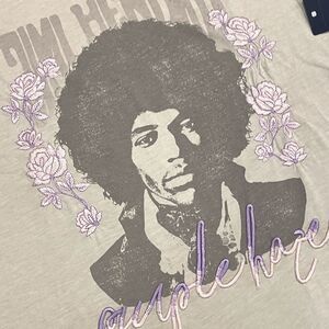 ~ NEW w/tags, XL Jimi Hendrix Tshirt Embroidery Purple Haze Pink Purple Gray Tan